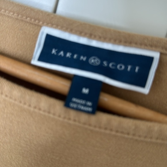 Karen Scott Boat Neck long Sleeve Caramel T-Shirt Size: Medium - Picture 3 of 10